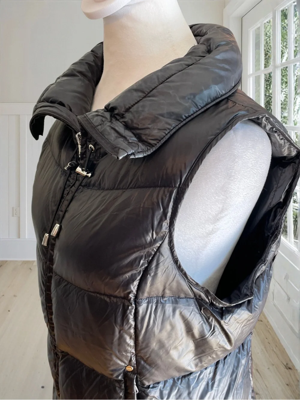 LAUREN RALPH LAUREN Women's M Black Down Vest Packable Puffer Jacket Drawstring